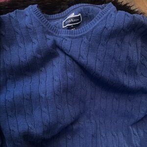 Club Room Men's Cable Knit Blue Crewneck Sweater